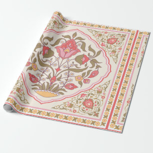 Orientalischer Stil verziertes Blumendesign Geschenkpapier