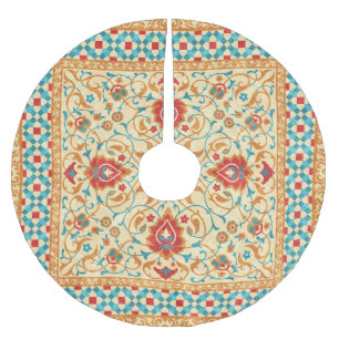 Orientalischer Teppich, Blumenmuster. Polyester Weihnachtsbaumdecke