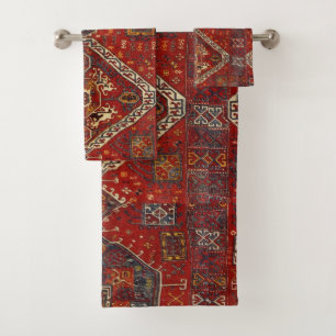 Orientalischer Teppich - fett in Rot und Blau Badhandtuch Set