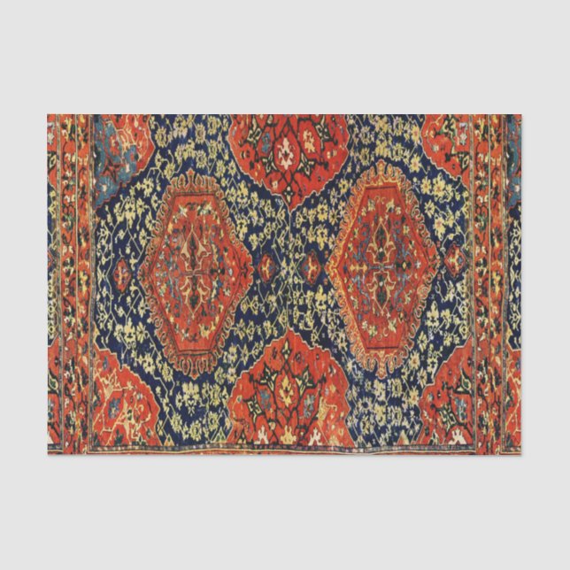 Orientalischer Teppich in Blau und Orange Seidenpapier (Vorderseite)
