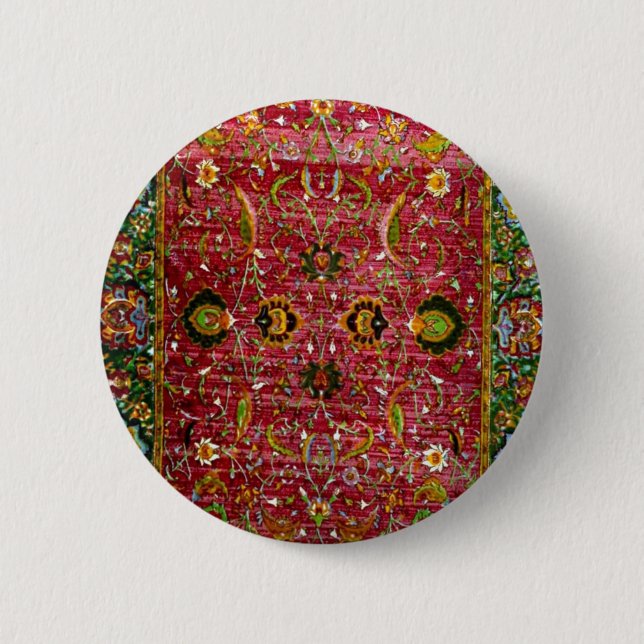 Orientalischer Teppich in Rot und Grün Button (Vorderseite)