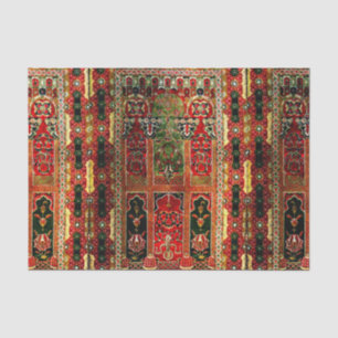 Orientalischer Teppich in Rot und Grün Seidenpapier