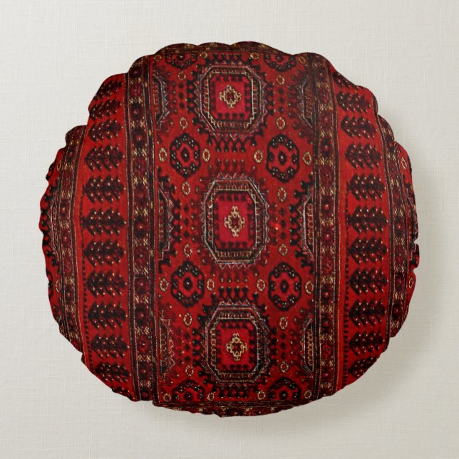 Orientalischer Teppich in warmen Farben Rundes Kissen (Vorderseite)