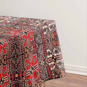 Orientalischer Teppich-Look - rot-schwarz  Tischdecke