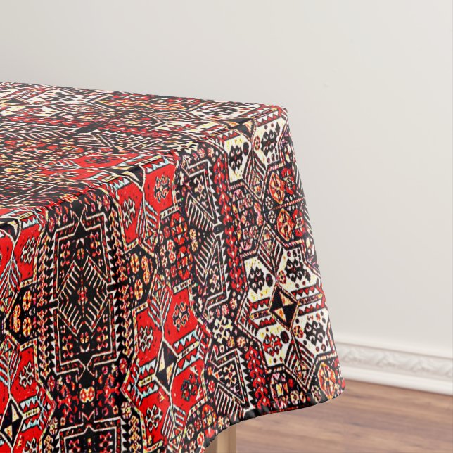 Orientalischer Teppich-Look - rot-schwarz  Tischdecke (Beispiel)