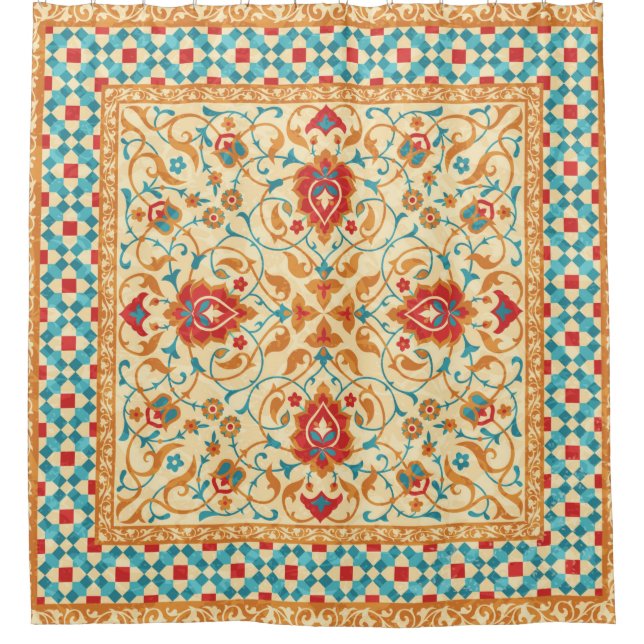 Orientalischer Teppich, verzierte Blumenmuster, St Duschvorhang (Vorderseite)