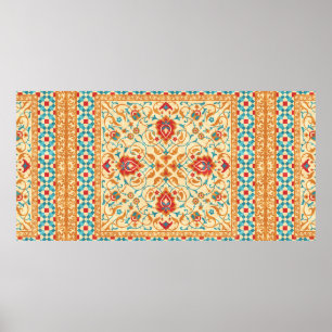 Orientalischer Teppich, verzierte Blumenmuster, St Poster