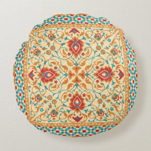 Orientalischer Teppich, verzierte Blumenmuster, St Rundes Kissen