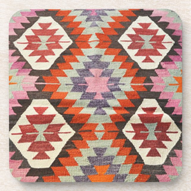 Orientalischer türkischer Teppich Rot Getränkeuntersetzer (Vorderseite)