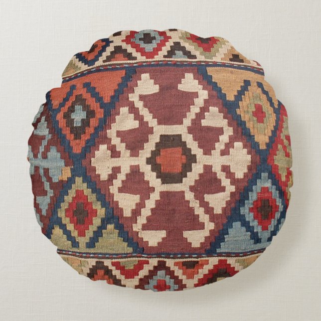 Orientalischer türkischer Teppich Rundes Kissen (Vorderseite)