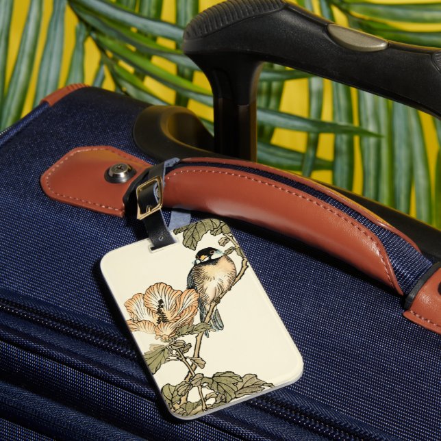 Orientalischer Vogel auf dem Zweig Gepäckanhänger (Vorderseite Insitu 1)