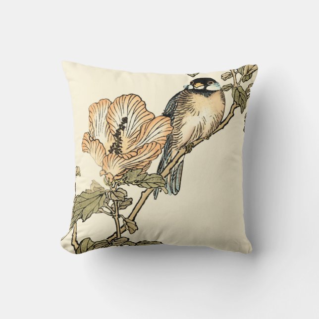 Orientalischer Vogel auf Zweig Kissen (Vorderseite)