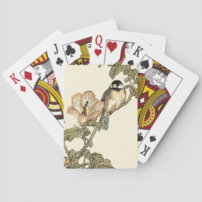 Orientalischer Vogel auf Zweig Spielkarten (Rückseite)