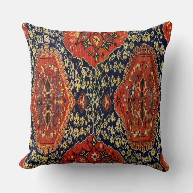 Orientalischer Wolldeckeblick im blue&orange no2 Kissen (Vorderseite)