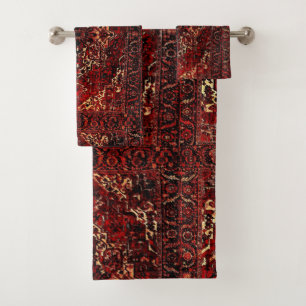 Orientalischer Wolldeckeentwurf in dunkelrotem Badhandtuch Set