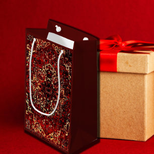 Orientalischer Wolldeckeentwurf in dunkelrotem Kleine Geschenktüte