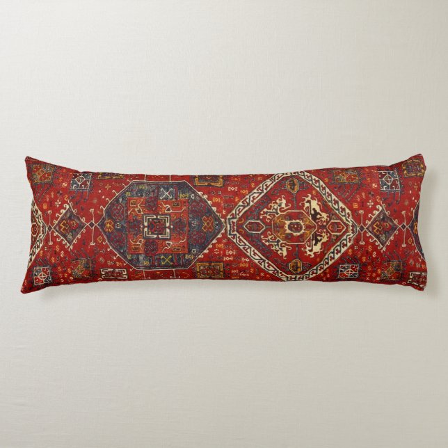 Orientalischer Wolldeckeentwurf in dunkelrotem no5 Seitenschläferkissen (Vorderseite)