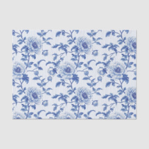 Orientalisches blaues Blumenmuster mit weißem Hint Seidenpapier