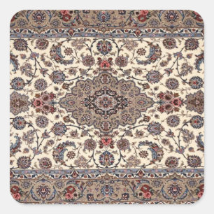 Orientalisches Blumen Perser Teppich Muster Quadratischer Aufkleber
