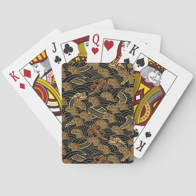Orientalisches Drachenmuster Spielkarten (Rückseite)