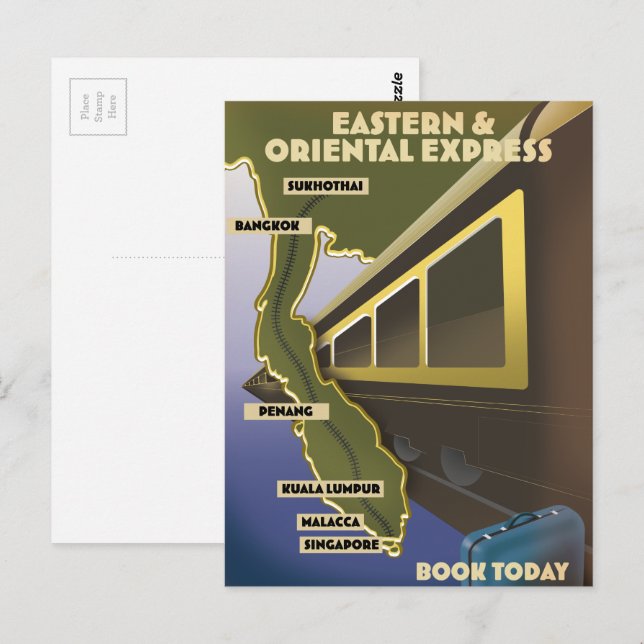 Orientalisches Fahrplakat Postkarte (Vorne/Hinten)