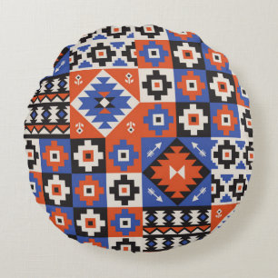 Orientalisches geometrisches nahtloses Muster. Eth Rundes Kissen