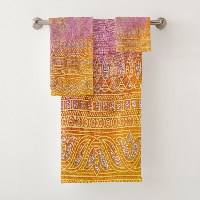 Orientalisches Gold- und Orangenmaterial Badhandtuch Set (Insitu)
