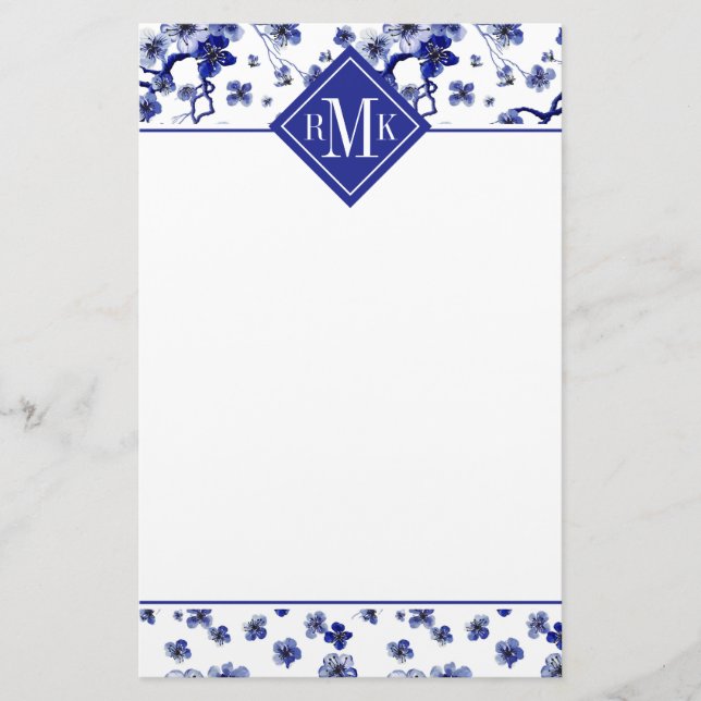 Orientalisches Kirschblüte Niederlassungs-Muster Briefpapier (Vorderseite)
