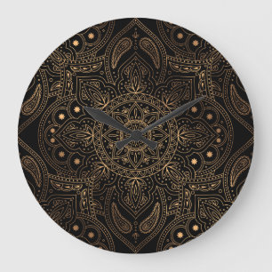 Orientalisches Mandala, Luxus-Vintage-Muster. Große Wanduhr