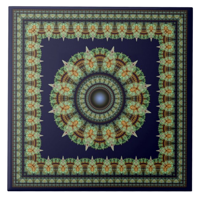 Orientalisches Märchen aus grünem Fraktal Fliese (Vorderseite)
