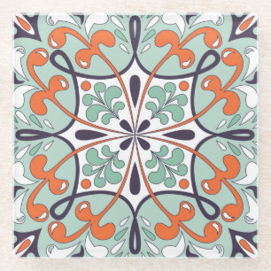 Orientalisches marokkanisches Fliesendesign mit Bl Glasuntersetzer