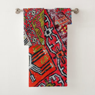 Orientalisches Muster, Teppichboden Badhandtuch Set