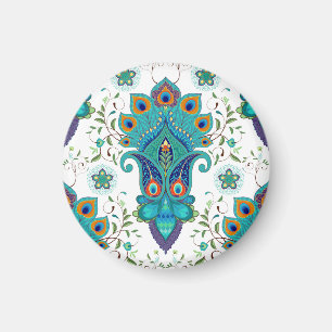 Orientalisches Paisley, Pfauenfeder-Muster. Magnet