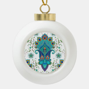 Orientalisches Paisley, Pfauenfedermuster. Keramik Kugel-Ornament