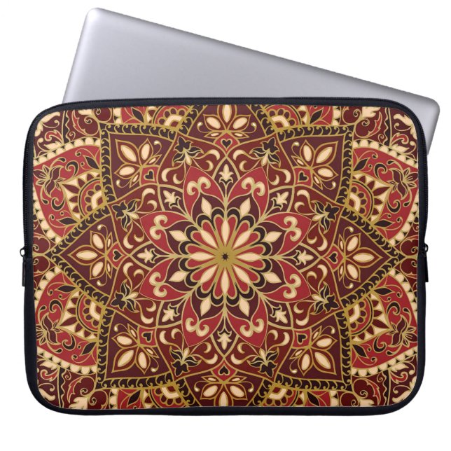 Orientalisches Rot: Vintager Blumenteppich Laptopschutzhülle (Vorderseite)