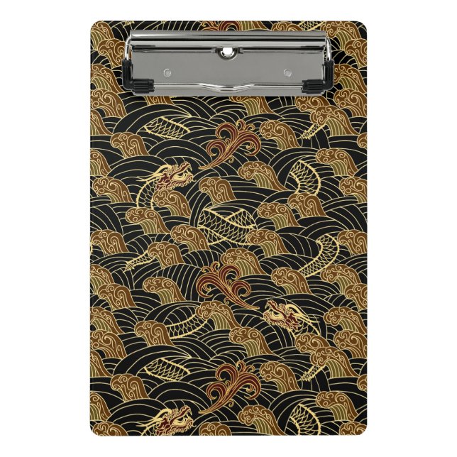 Orientalisches Seedrache-Muster Mini Klemmbrett (Vorderseite)