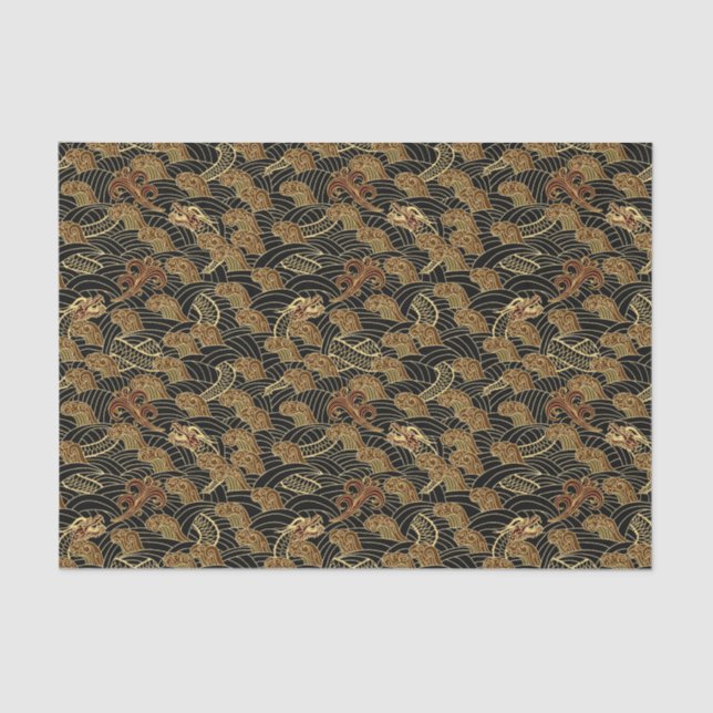 Orientalisches Seedrache-Muster Seidenpapier (Vorderseite)