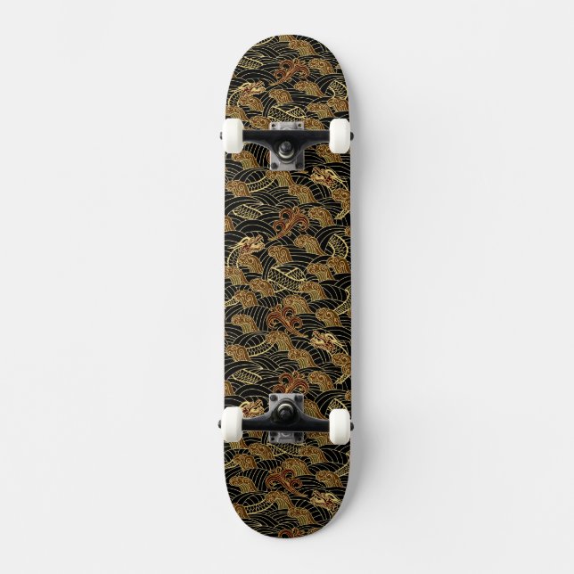 Orientalisches Seedrache-Muster Skateboard (Vorderseite)