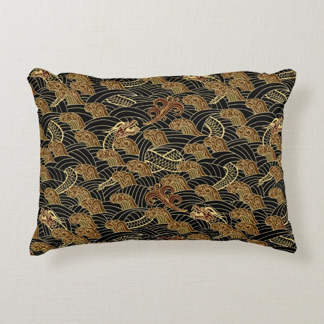 Orientalisches Seedrache-Muster Zierkissen (Vorderseite)