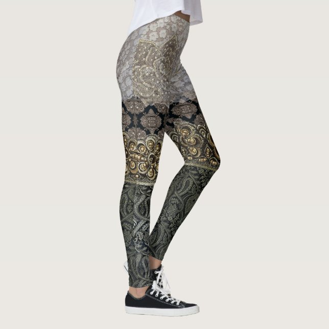 Orientalisches Silber-u. Goldspitze-Strumpfband Leggings (Rechts)