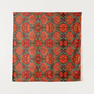 Orientalisches Teppichdesign in Blau und OrangeTap Wandteppich