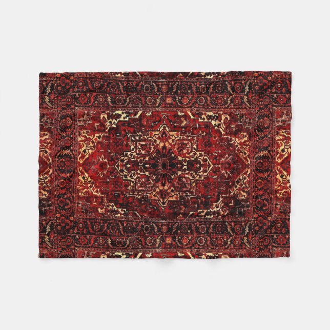 Orientalisches Teppichdesign in dunkelrot Fleecedecke (Vorderseite (Horizontal))