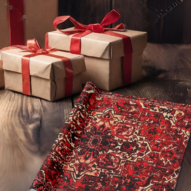 Orientalisches Teppichdesign in dunkelrot Geschenkpapier (Von Creator hochgeladen)