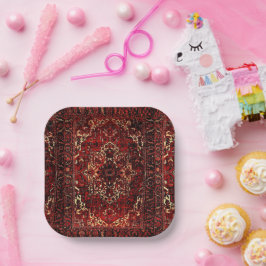 Orientalisches Teppichdesign in dunkelrot Pappteller