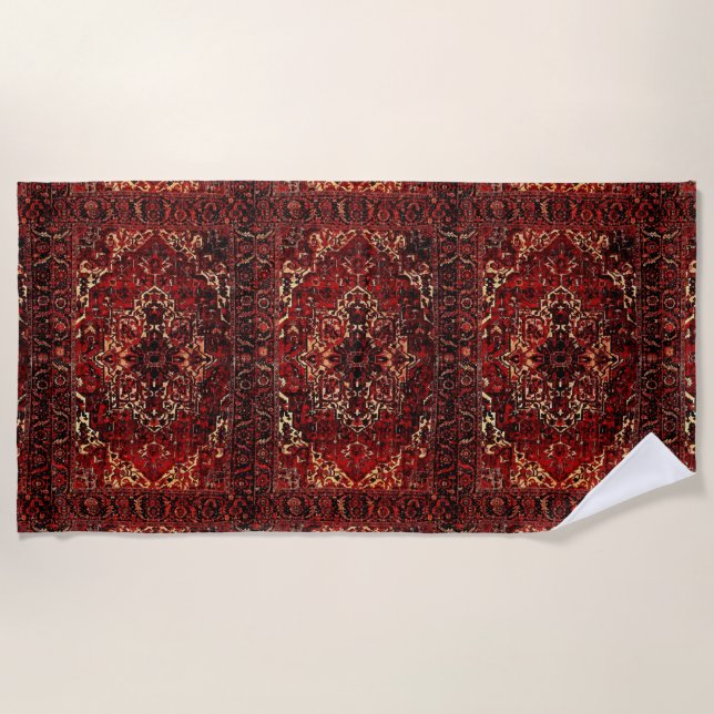 Orientalisches Teppichdesign in dunkelrot Strandtuch (Vorderseite)