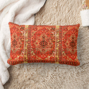 Orientalisches Teppichdesign in Grunorangen Lendenkissen