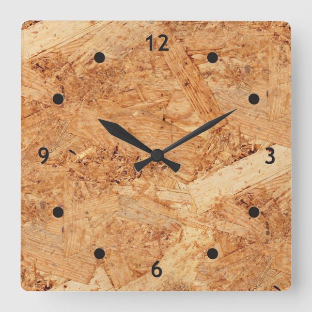 oriented strand board - OSB seamless pattern Quadratische Wanduhr (Vorderseite)