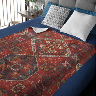 Orientteppichdesign in dunklem Rot Nr. 5 Fleecedecke