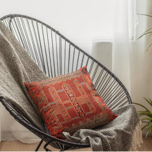 Orientteppichdesign in leuchtenden Orangen Kissen