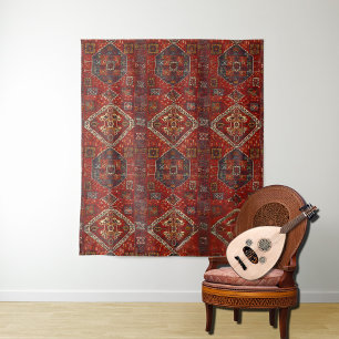 Orientteppichdesign in Rot und Blau Wandteppich